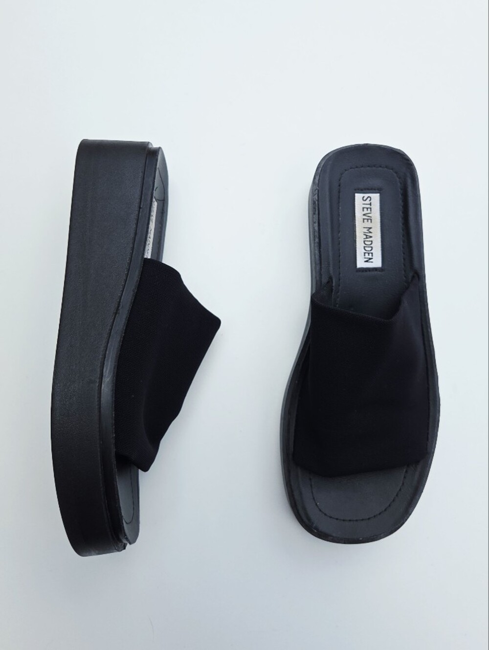 Steve Maddwn Y2K Slinky Black Platform Slide Sandals Size 8 Black